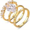 3ks oválný moissanitový svatební set 8x12mm 4,5CT - Skládané snubní prsteny Jemné šperky pro ženy, 925 stříbrné luxusní trio