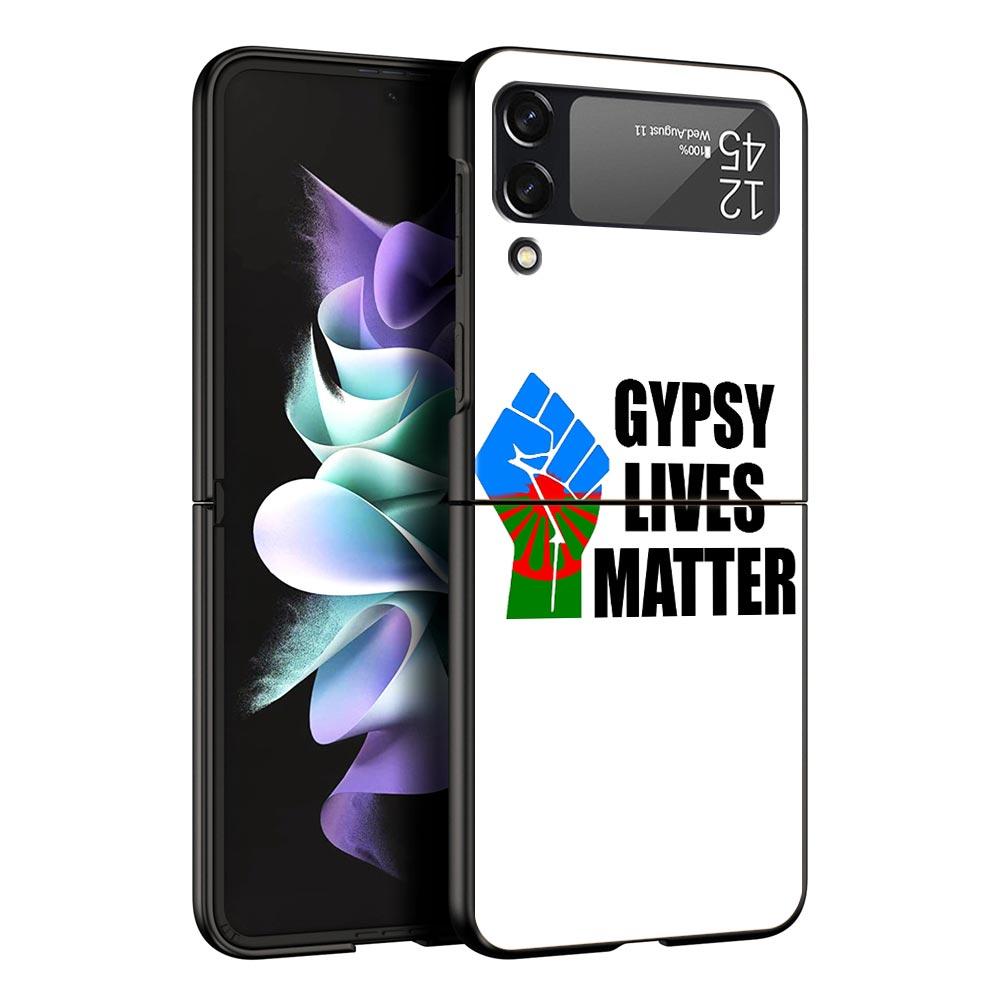 Gypsy Romani Roma Flag Z Flip 4 Phone Case For Samsung Z Flip 3 5G Black Hard Shell Galaxy ZFlip3 ZFlip5 Cover Folding Luxury