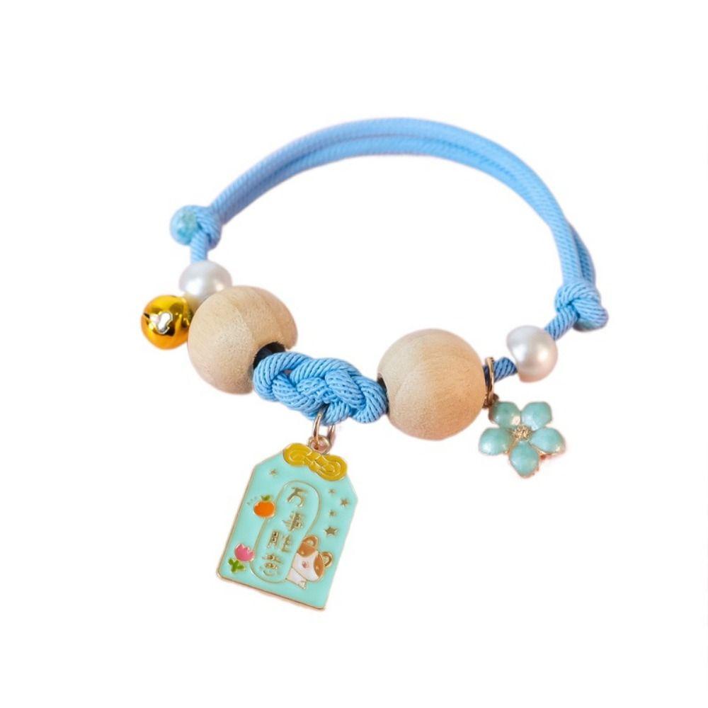 

Handmade Pet Bell Necklace Adjustable Pet Collar Creative Braided Cat Collar Festive Decor S светло-синий