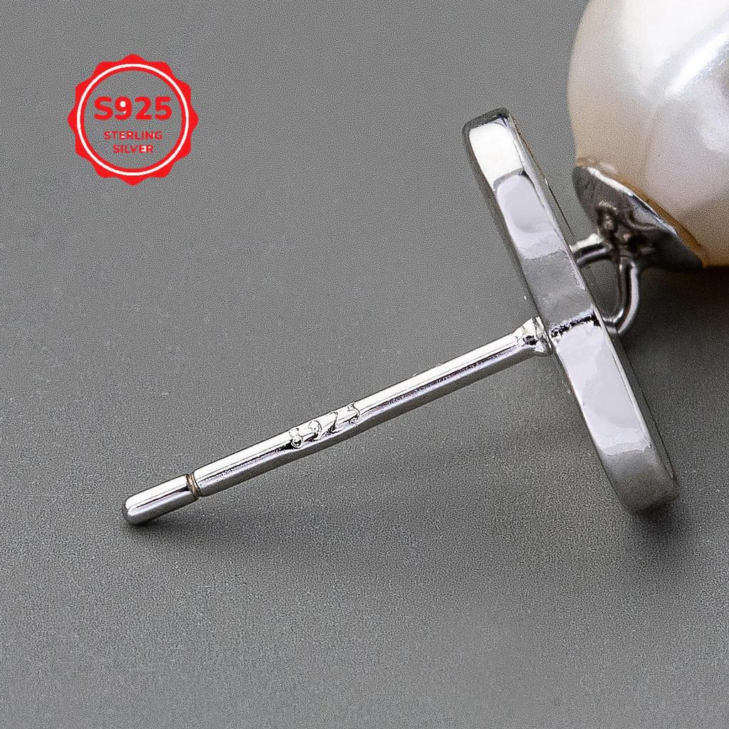 S925 Sterling Silver Heart Shell Pearl Earrings - Perfect for Valentine's or Mother's Day