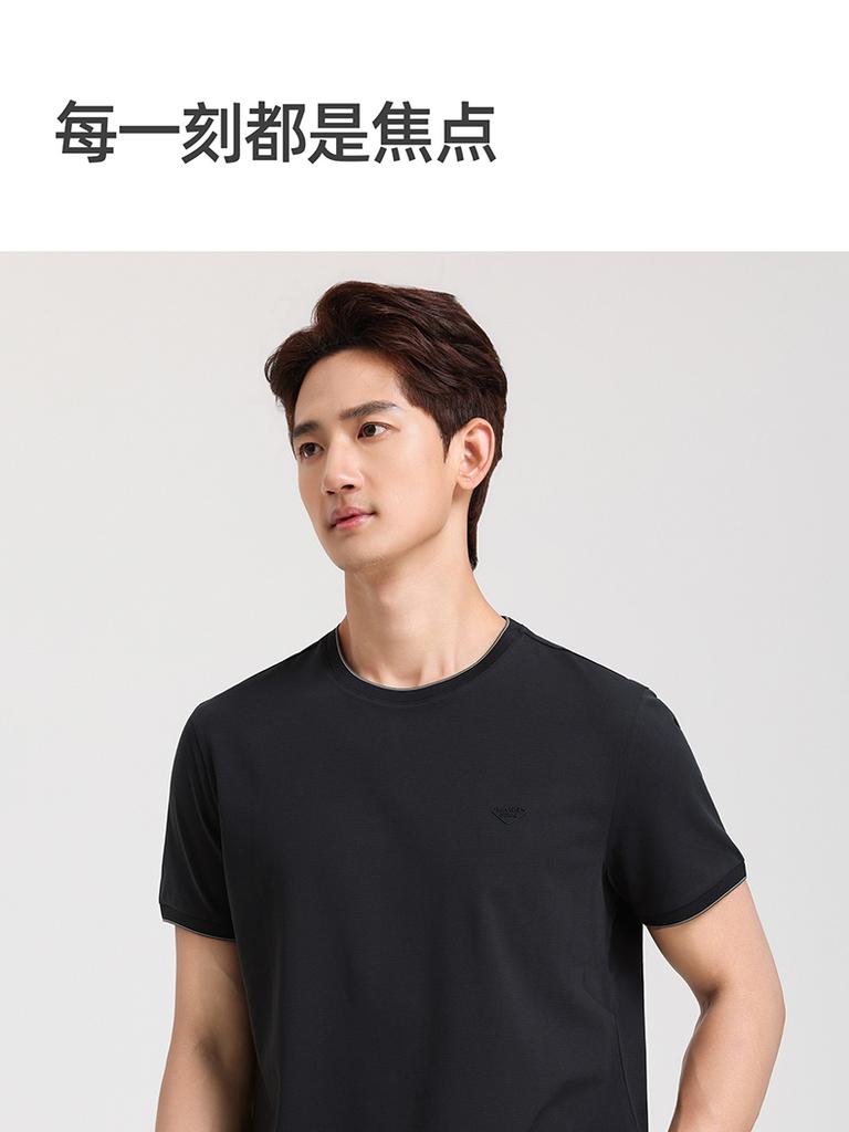 Long Staple Cotton Langdeng Men's Fashionable, Casual, Comfortable, Skin Friendly, Breathable, Versatile Round Neck T-shirt