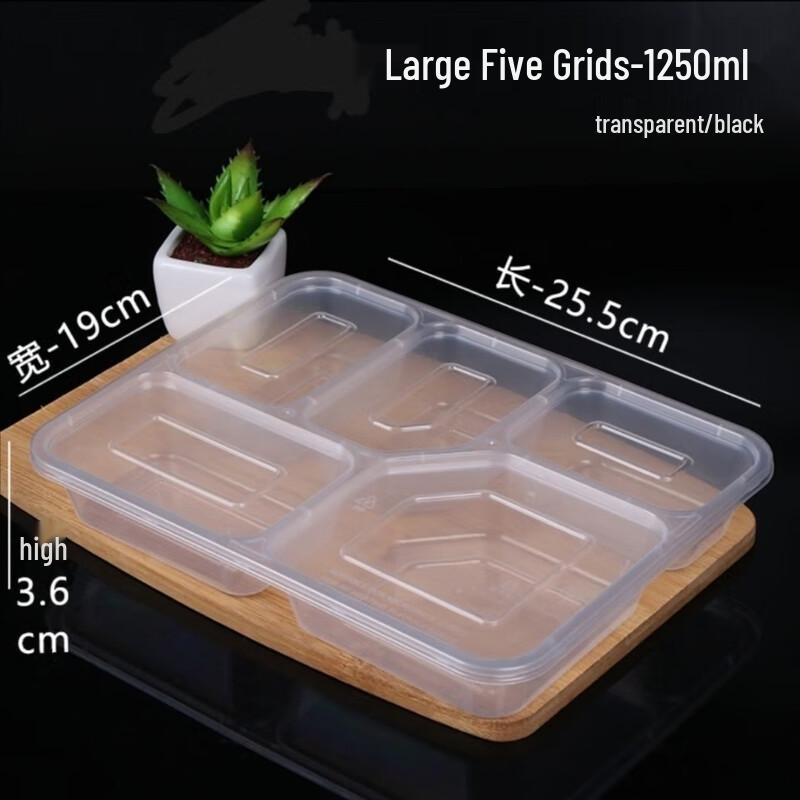 Thickened Disposable 5-Compartment Meal Prep Containers