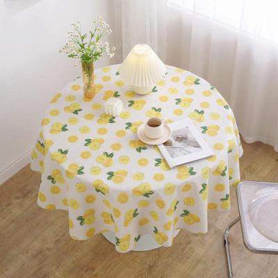 Lexuanxiu Cotton & Linen Lemon Print Tablecloth - Stylish Ins Style for Small Round or Coffee Tables