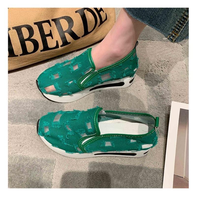 Damen Große Größen Atmungsaktive Innen-Höhenverstellende Einzelne Schuhe Sommer Neu Lässig Ein-Pedal Loafer