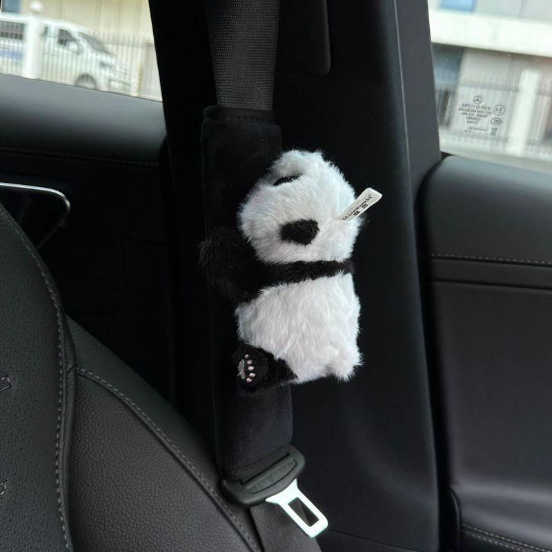 Cute Panda Car Seatbelt Shoulder Pad Car Seatbelt Cover Car Interior Decoration Anti-Neck Strain Panda - Papa
