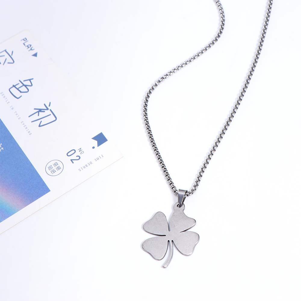 Luxury Four Leaf Clover Pendant Necklace Floral Jewelry Silver Collarbone Chain  Ladies