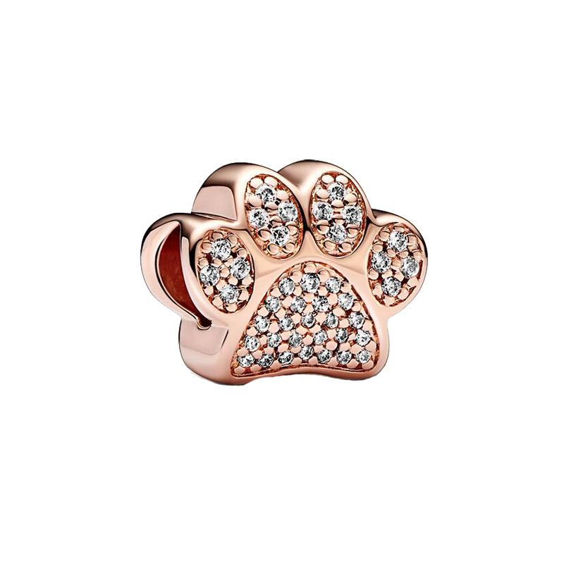 Cute Cat Dogs Charms Fit Fashion Original Bracelets Pet Paw 925 Silver Bulldog Schnauzer Akita Dog Beads DIY Jewelry Making