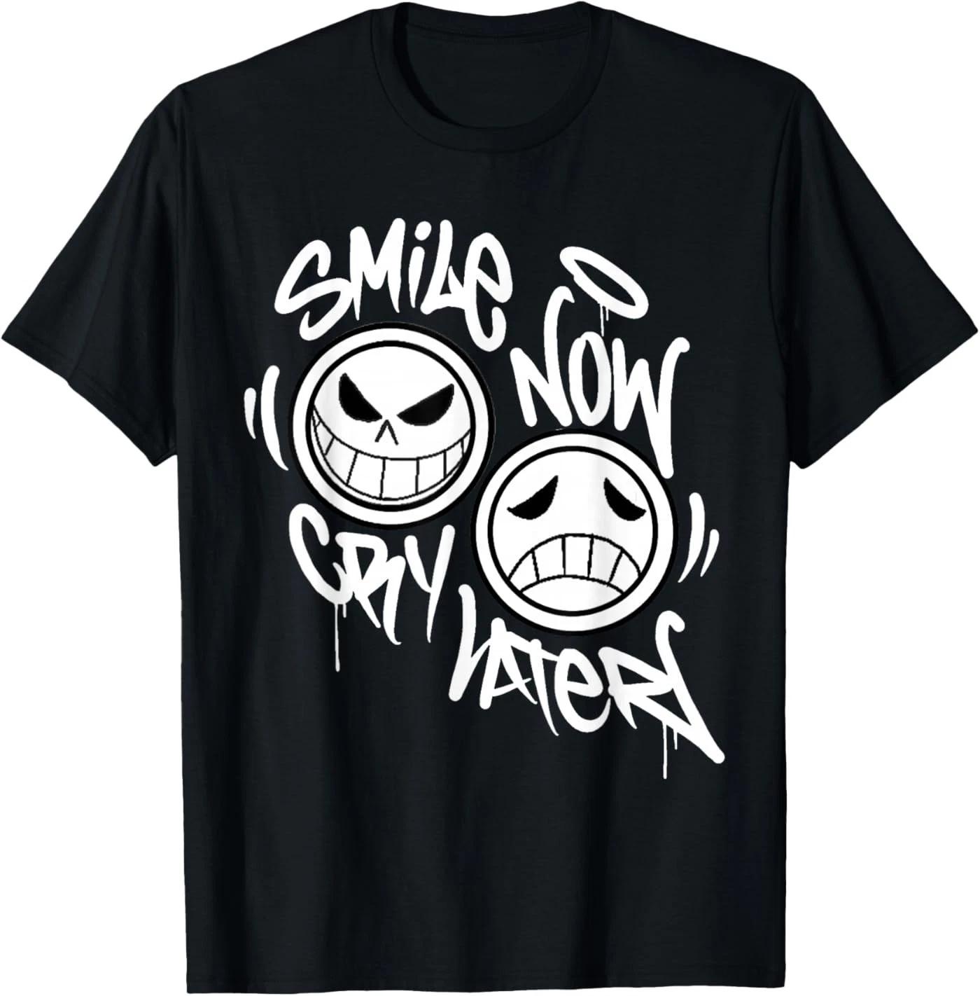 Smile Now Cry Later Graffiti 100% Cotton T-shirt Mens Tees Top S