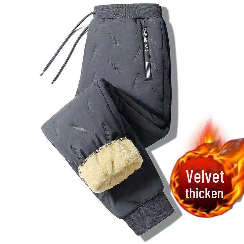 Men’s Winter Lambskin Pants with Velvet Lining - Thick, Warm, Casual, and Loose Fit Trousers.