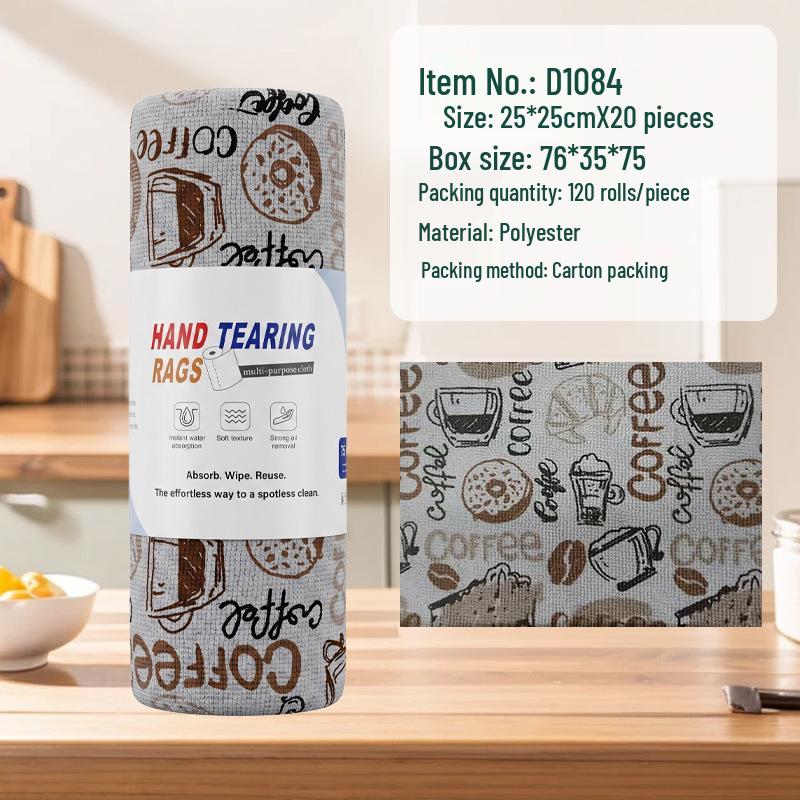 Multi-Use Absorbent Oil-Removing Tearable Dishcloth for Kitchen Cleaning