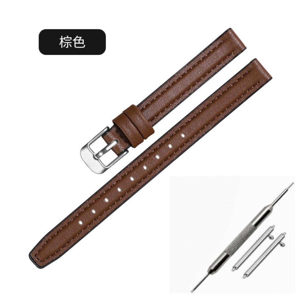 10mm 12mm 14mm Schnellverschluss Silikon + Echtes Leder Uhrenarmband Für Citizen Fossil DW Lola rose Damen Wasserdichtes Uhrenarmband 14mm braun