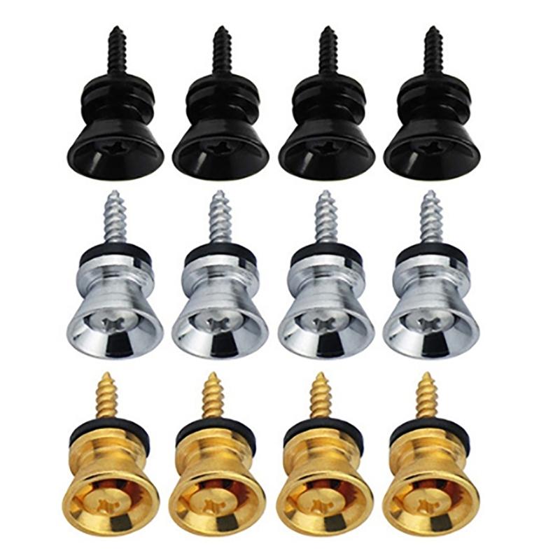 4Pcs Guitar Strap Lock Buttons Metal End Pin Security Straplocks Belt Buckle Retainer for Guitar Bass Ukuleles