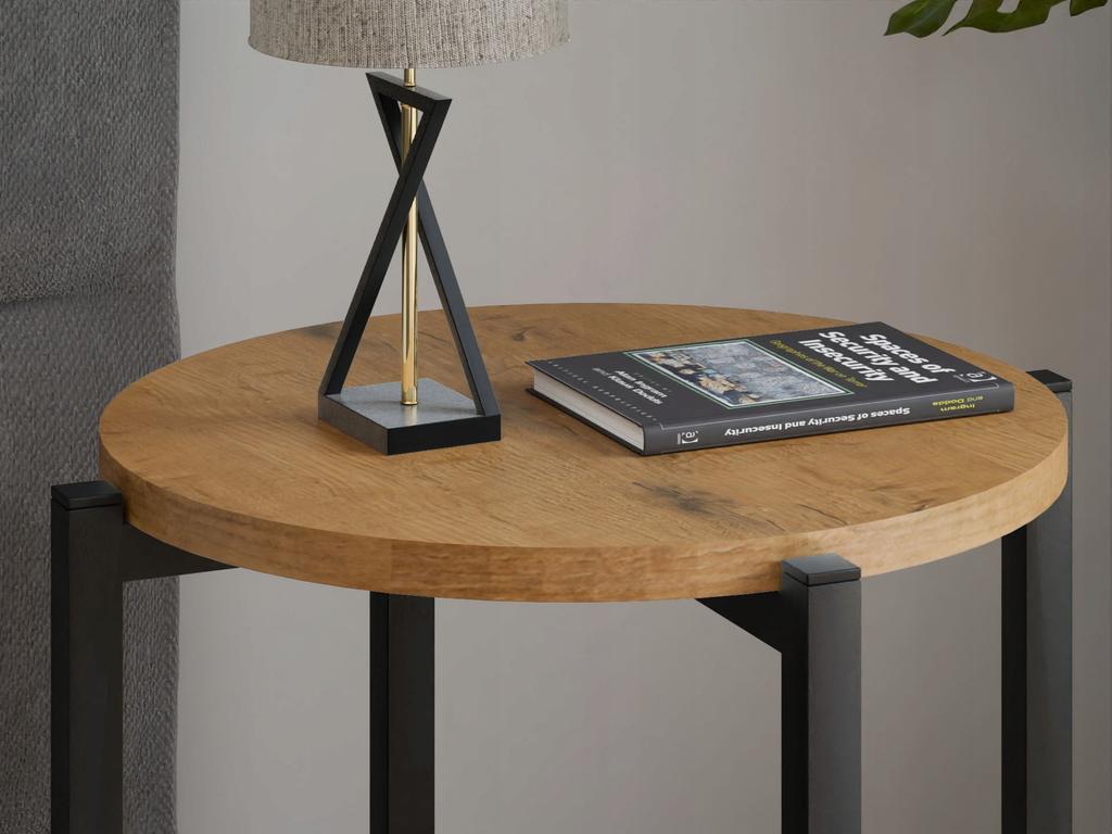 Round Loft Nightstand 35X35X46 Cm Metal Black