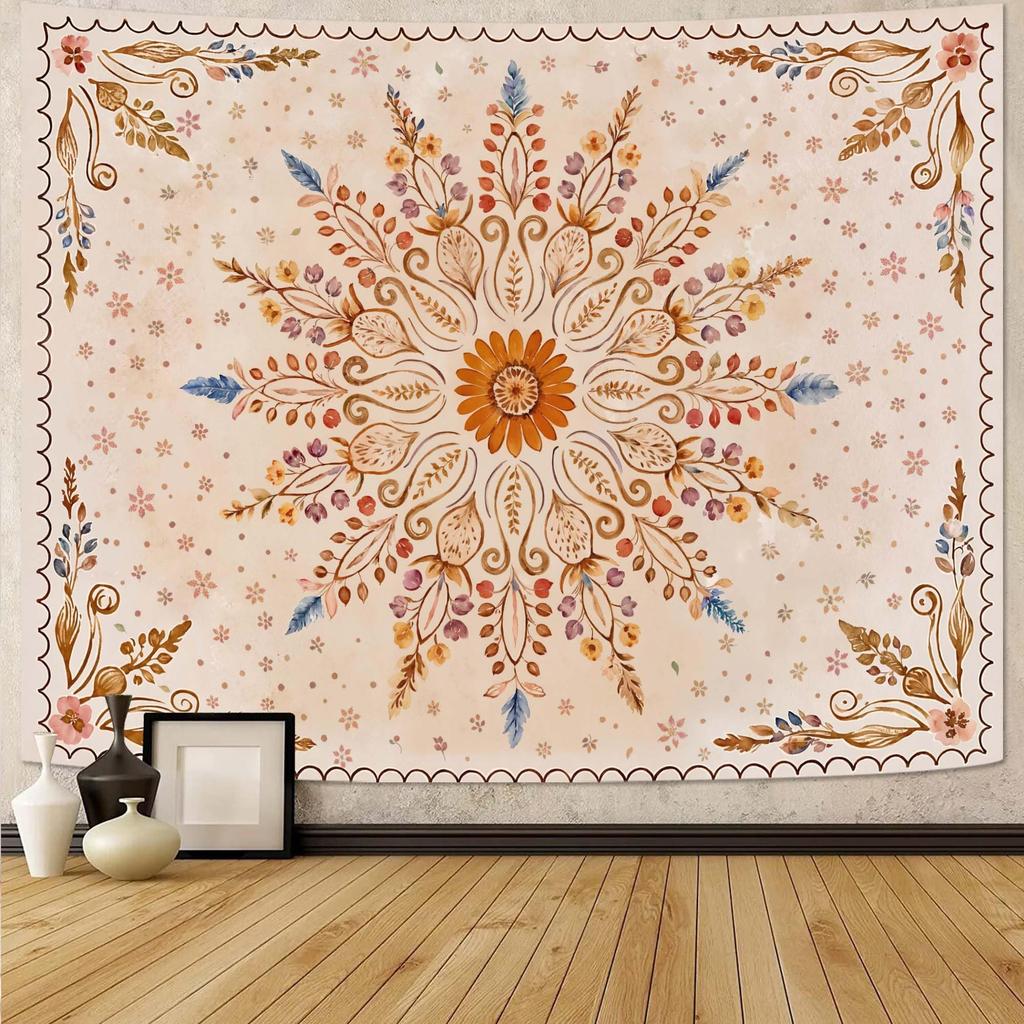 Orange Butterfly Moon Flower Tapestry Boho Floral Plant Tapestries For Bedroom Aesthetic Tapastry'S Wall Hanging Mandala