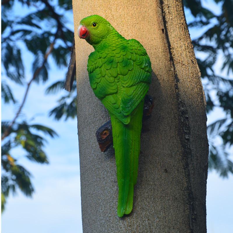 Wall-Mounted Parrot On Tree: Hanging Tree Ornament Bird Model