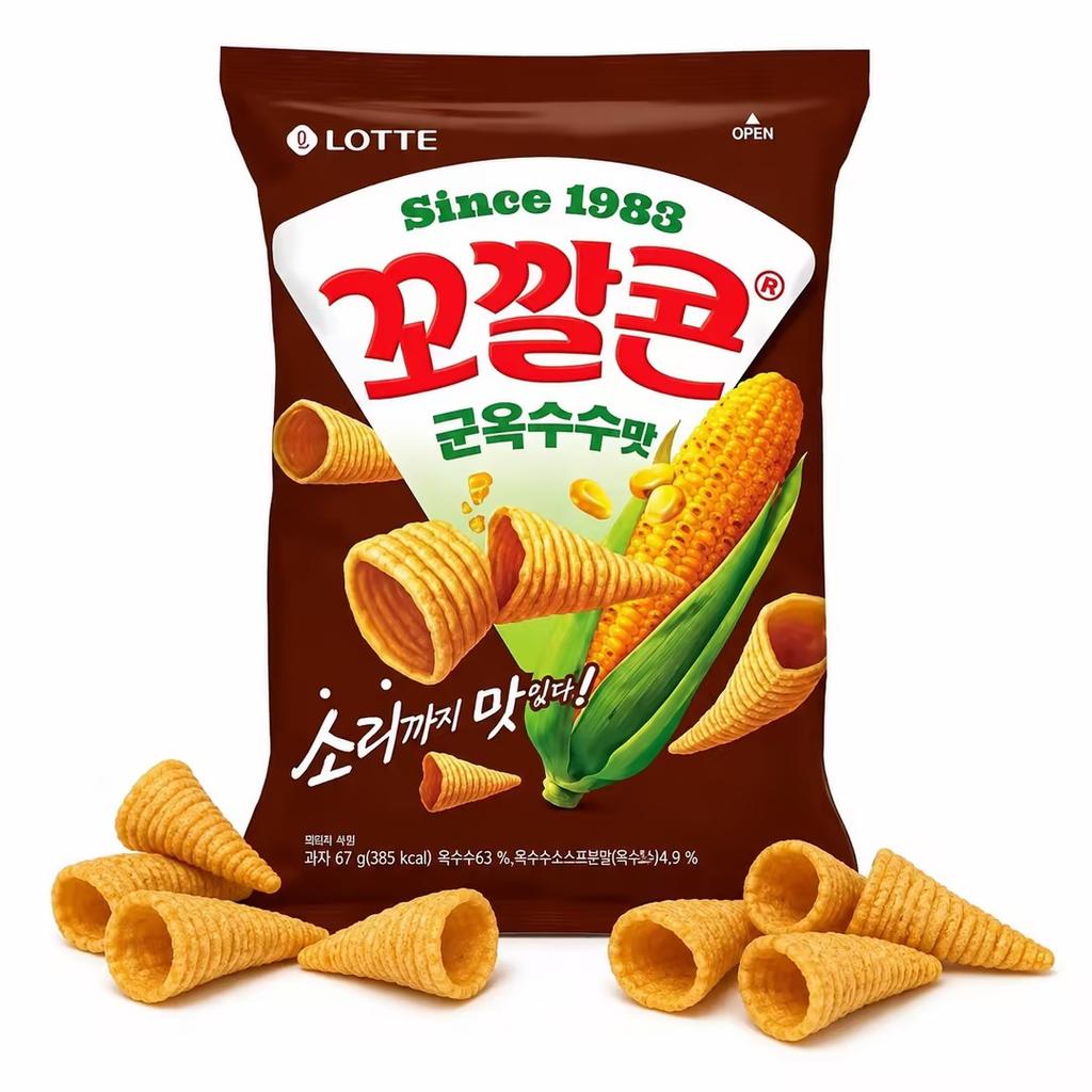 Lotte Kokal Corn Snack (Grilled‑Corn Flavor) 67g