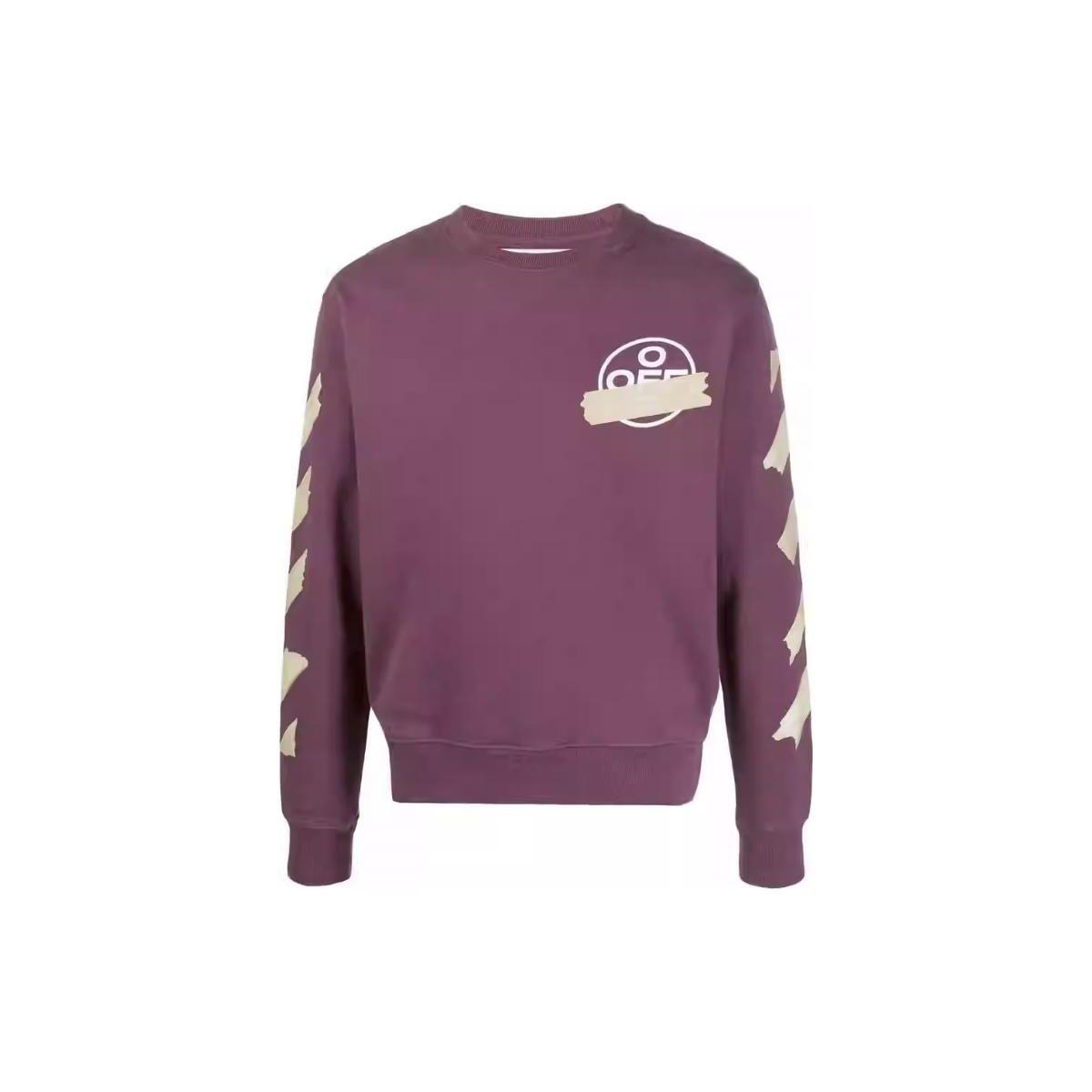 Off-White Свитшот Crew с диагональными стрелками, фиолетовый, мужской, уличная одежда OMBA025R20E30002B248 S
