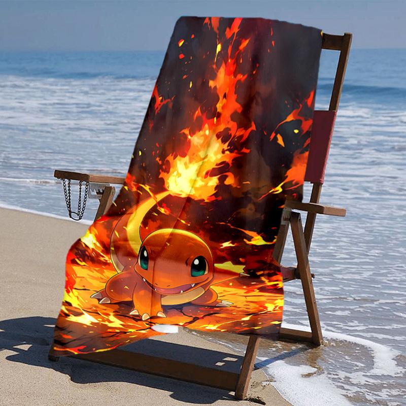 proof beach towel with Pokémon pattern - soft,absorbent,quick-drying,machine washable - perfect for swimming,camping,bathing