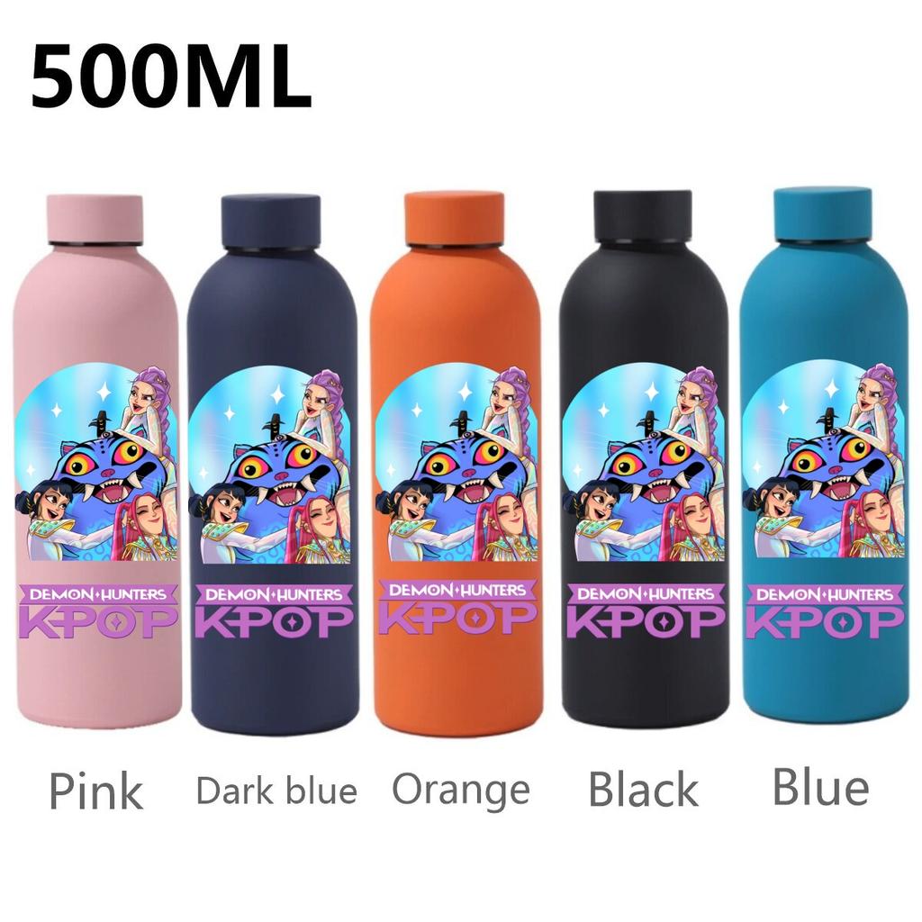 500ML KPop Dämonenjäger Cartoon Druck Sport Auslaufsicher Hohe Qualität Edelstahl Isoliert Wasserbecher Geburtstag Geburtstag Hohe Qualität Geschenke