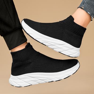New Large Size Fly-woven High-top Cotton Shoes Couple Sports and Leisure Shoes Platform Autumn and Winter Shoes High-top Couple Shoes