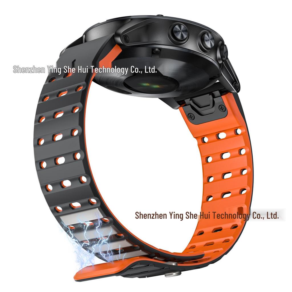 Garmin Compatible 22MM Magnetic Silicone Sport Watch Strap - Quick Release, Breathable Band