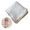 Safe & Comfortable Newborn Blanket Cotton Gauze Blanket with Delicate Lace Trim Newborn Swaddles Blanket for Infants