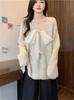 Women's Versatile French Bow Round Neck Pullover Sweater - Soft, Slimming, Age-Reducing Knitwear for Autumn and Winter