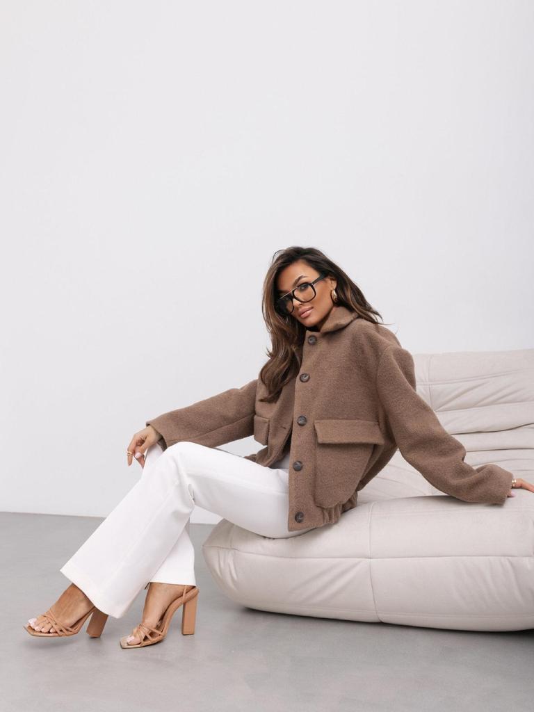 2024 Women's Winter Simple Fashion Single-Breasted Solid Color Woolen Coat