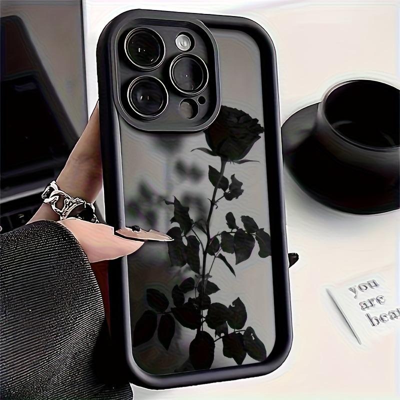 Fuzzy Black Rose Is Suitable for Apple 16 Mobile Phone Case iPhone13/14 Diablo 11Pro Silicone 12 Anti-drop XS