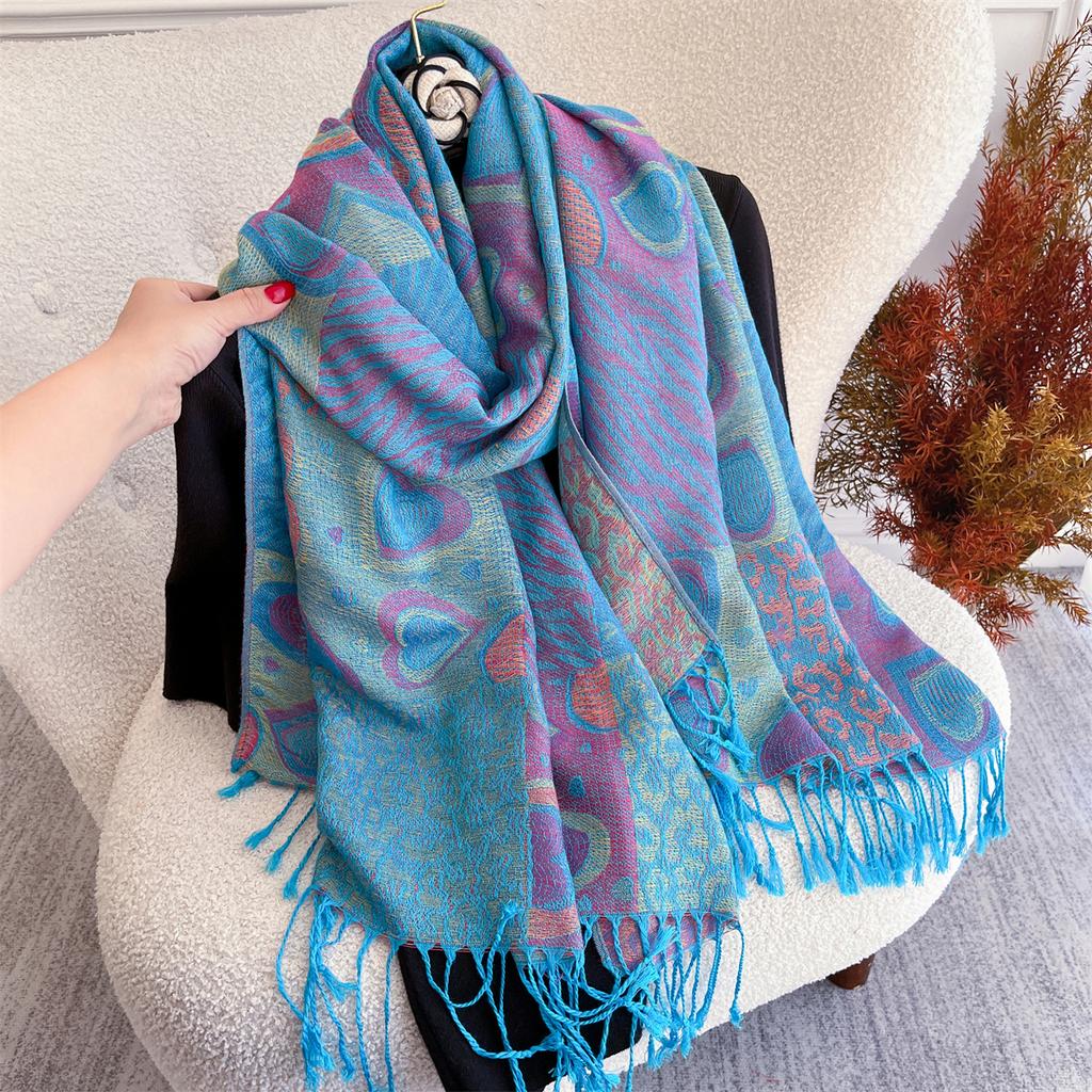 70x180cm Winter Warm Thick Jacquard Scarf Outdoor Women Travel Paisley Cashmere Tassel Shawl Neck Wrap Pashmina