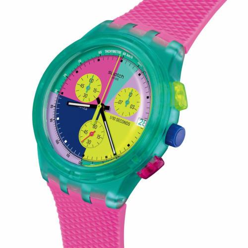 Swatch Neon Flash Arrow Watch, SUSG408, Pink