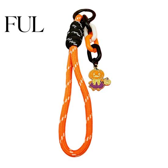 Pumpkin Keychain Pendant Halloween Braided Rope Pendant, Lanyard with Ghost Skeleton Charm, Backpacks Handbags Purse Hanging Decor, Party Favors Decor