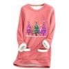 Ladies' Loose And Comfortable Round Neck Christmas Print Thick With Pockets Long Sleeved Top