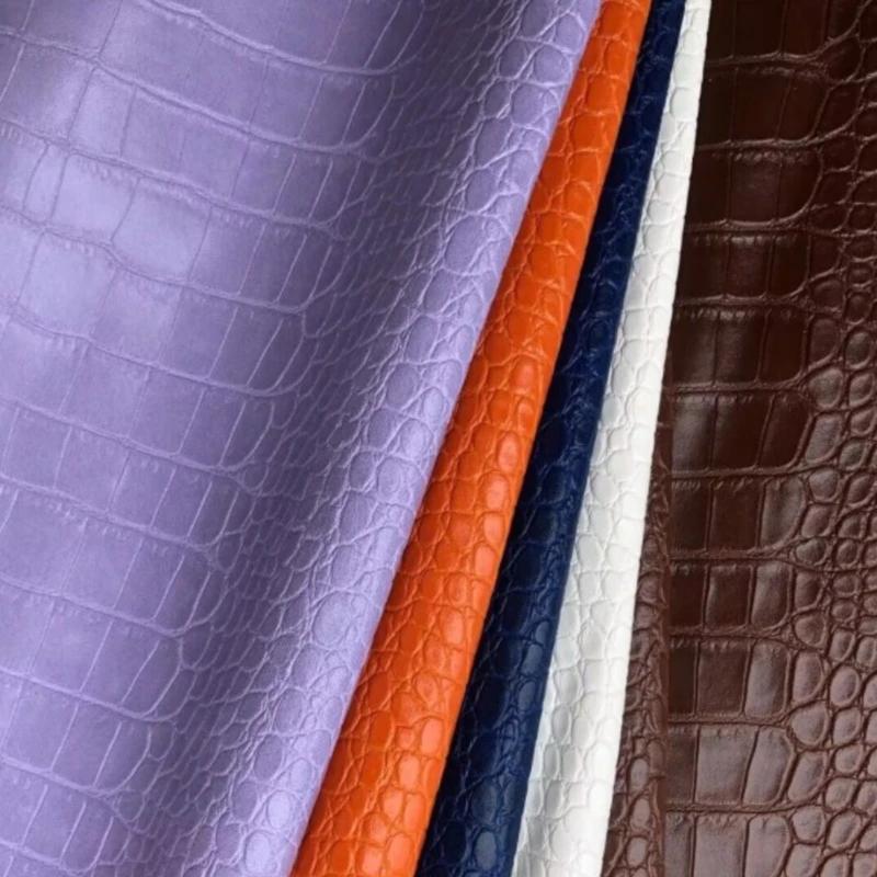 50 X 138cm Glossy Embossed Crocodile Texture Faux Leather Roll Synthetic Leather Crafts Fabric for Upholstery DIY Craft