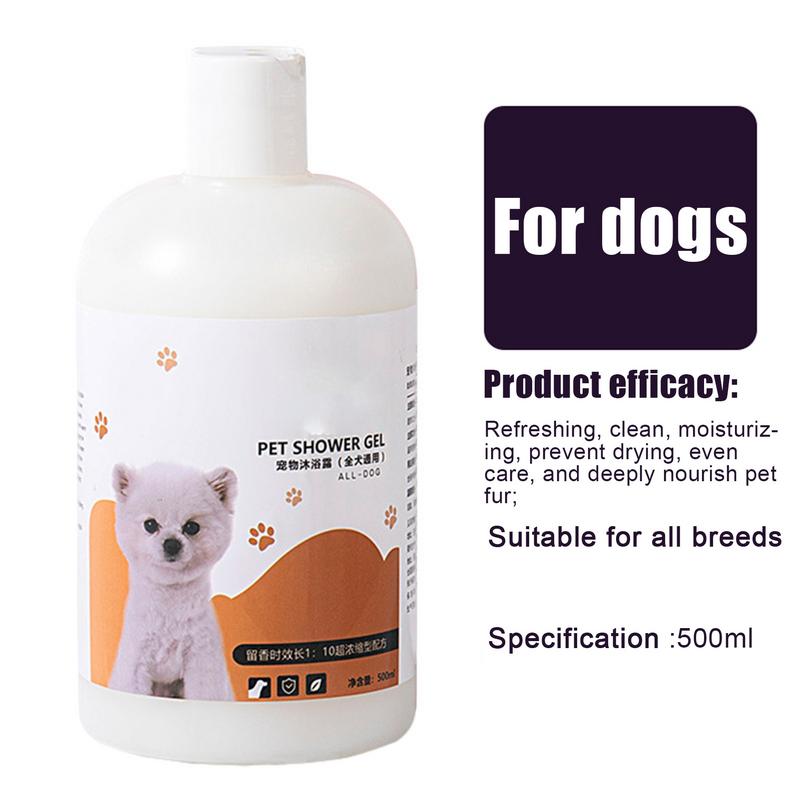Hundeshampoo 500ml Katzenshampoo Feuchtigkeitsspender Sicheres Haustier-Duschgel Mildes Natürliches Haustiershampoo Badeflüssigkeit für Katzen Riechend