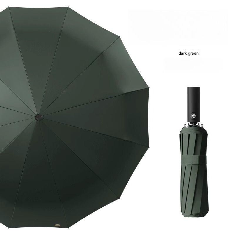 Fully Automatic 12 Bone Umbrella Enlarged Thickened and Reinforced Windproof Rainproof Portable Car-mounted Tri-fold Umbrella