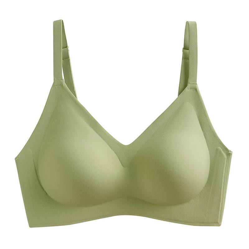 Seamless Latex Underwear Women's Summer Thin Section Without Steel Ring Small Breasts Gathered Breasts Anti-sagging Sports Bra