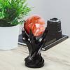 Faux Crystal Ball Display Stand Black Cat Animal Hand Holder Resin Statue Sculpture Home Office Bookshelf Desktop Decoration Ornament