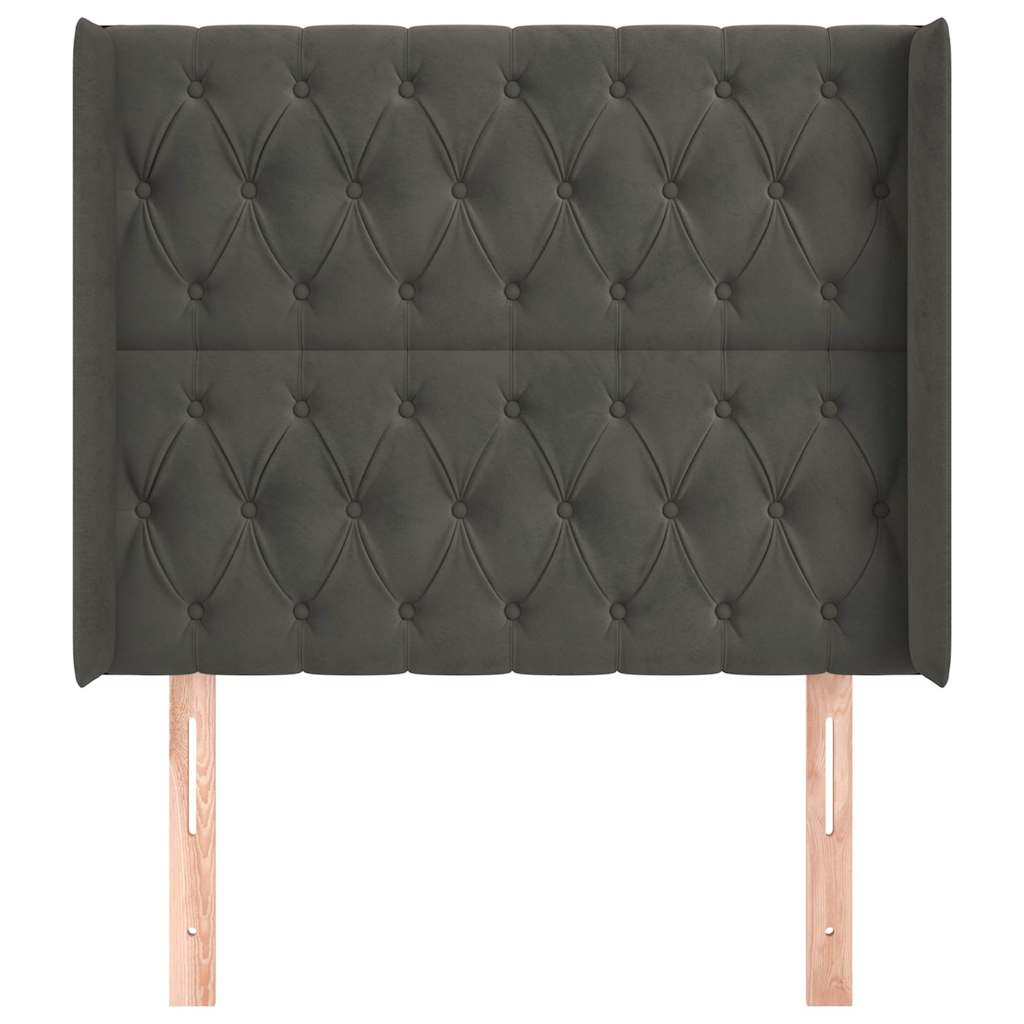 vidaXL Kopfteil mit Ohren Dunkelgrau 103x16x118/128 cm Samt