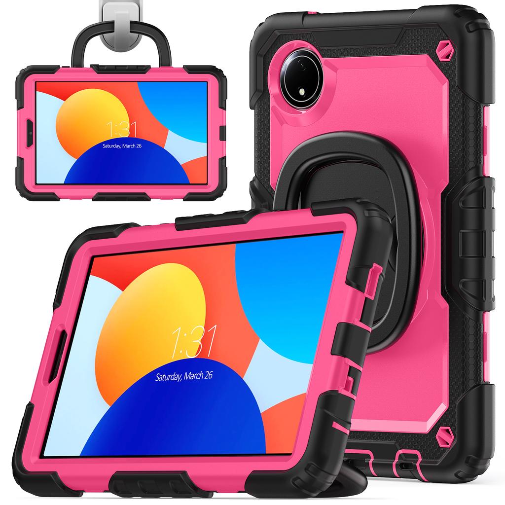 For Xiaomi Redmi Pad SE 4G 8.7 Inch Kickstand Case PC+Silicone Tablet Cover with Shoulder Strap