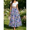 Summer Women'S Fashion Versatile Half-Length Skirt, Blue Purple Pink Floral Interwoven, Fresh Floral Full Print
