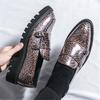 Fashion Designer New Gold Black Brown Thick-soled Height Increasing Shoes For Men Wedding Dress Prom Formal Footwear