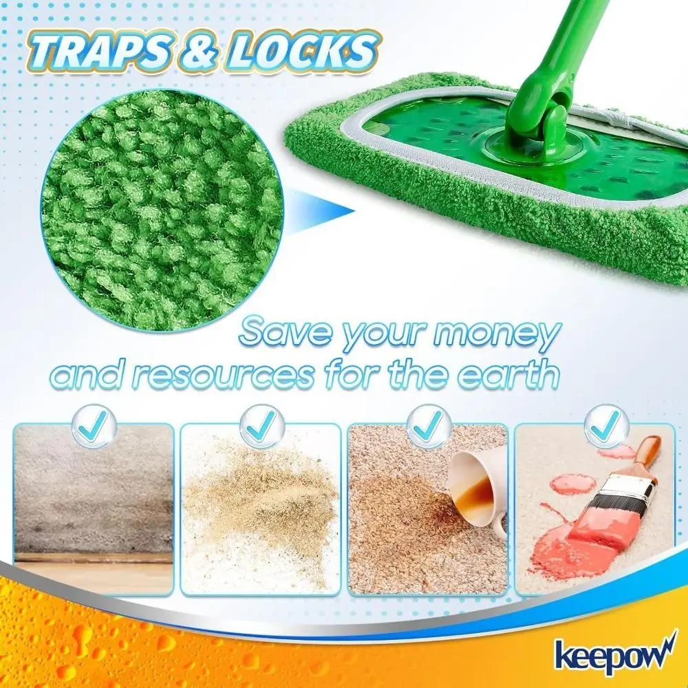 6Pcs Washable Swiffer Replace Mop Cloth No Shedding Reusable Microfiber Mop Cloth Soft Thicker Mop Replacement Cloth Bathroom