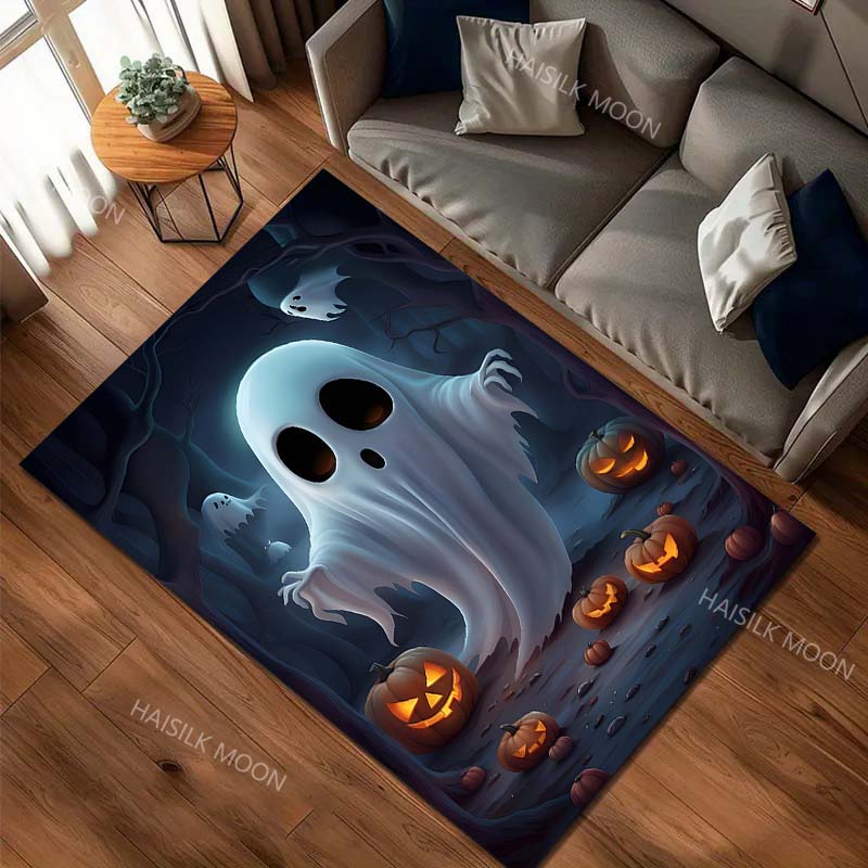 Multi Size Cute Ghost Halloween Theme Carpet for Living Room Bedroom Bedside Floor Mat Cloakroom Sofa Area Rugs for Gifts