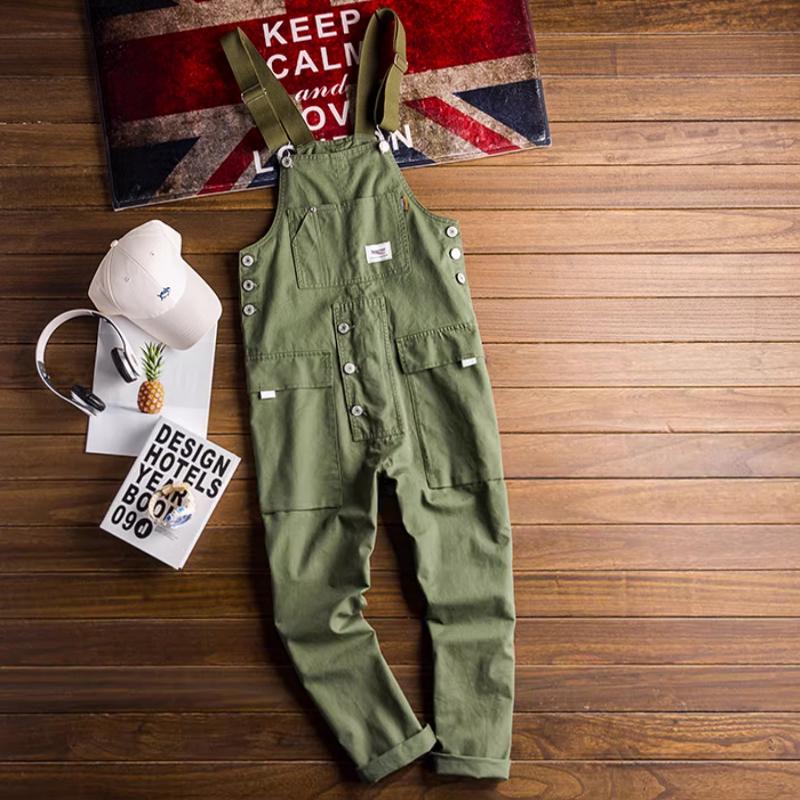 Retro Casual Jumpsuit for menn Løs overall med flere lommer. Kjeledress for menn