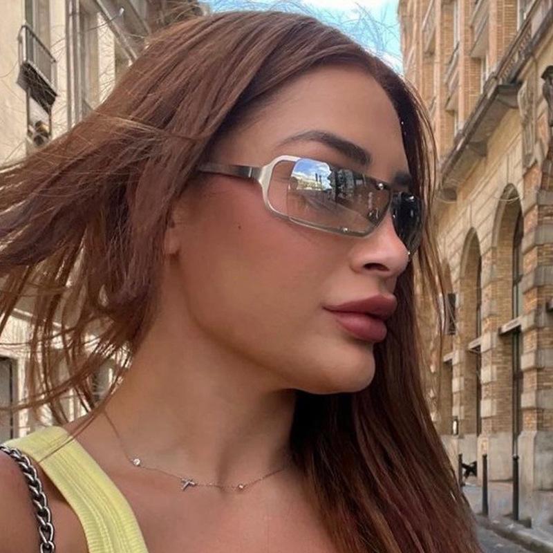 Dámské sluneční brýle Cyberpunk bez obrouček s retro kovovým rámem - Y2K Steam Punk odstíny