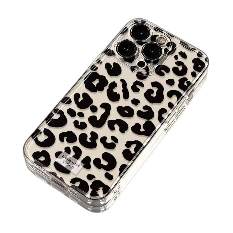 Black Leopard Print Case for iPhone 17 Pro Max, 16/17, 15/14 Cross-Compatible, Soft Cover for 13