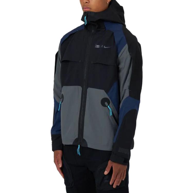 Nike Color-Blocked Fitted Zip-Up Hoodie Jacket Men Outerwear Navy-Blue FB2369-010