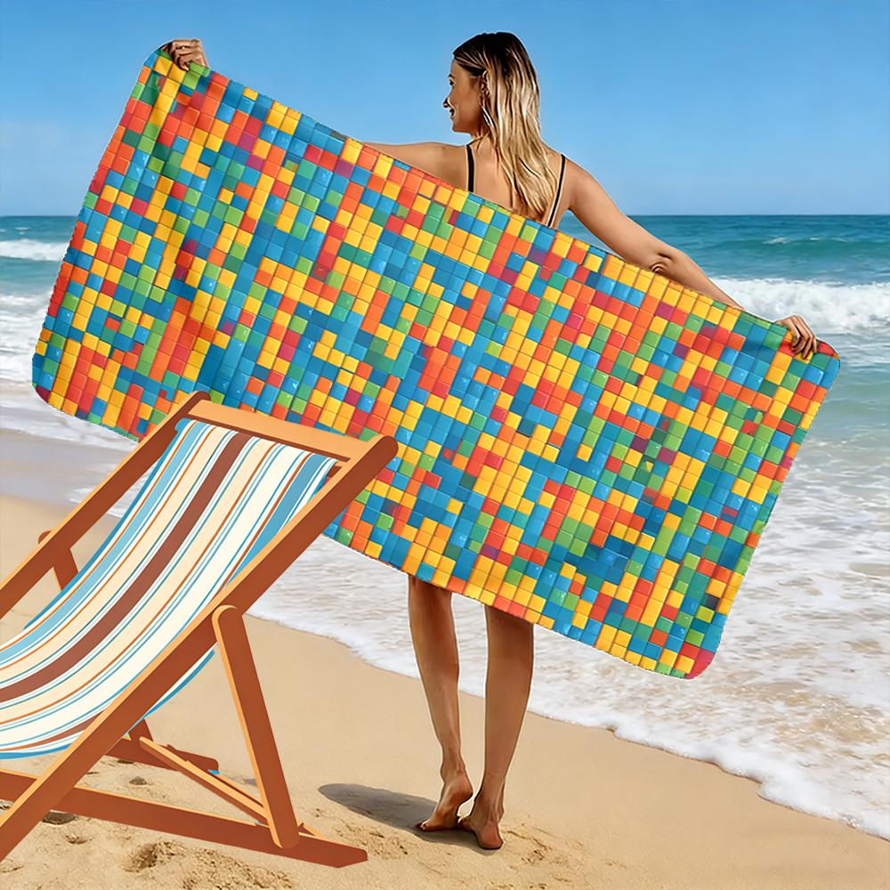 Colorful Mosaic Pattern Design Beach Towel Quick-drying for Travel Outdoor Sports Jogging Beach and Swimming