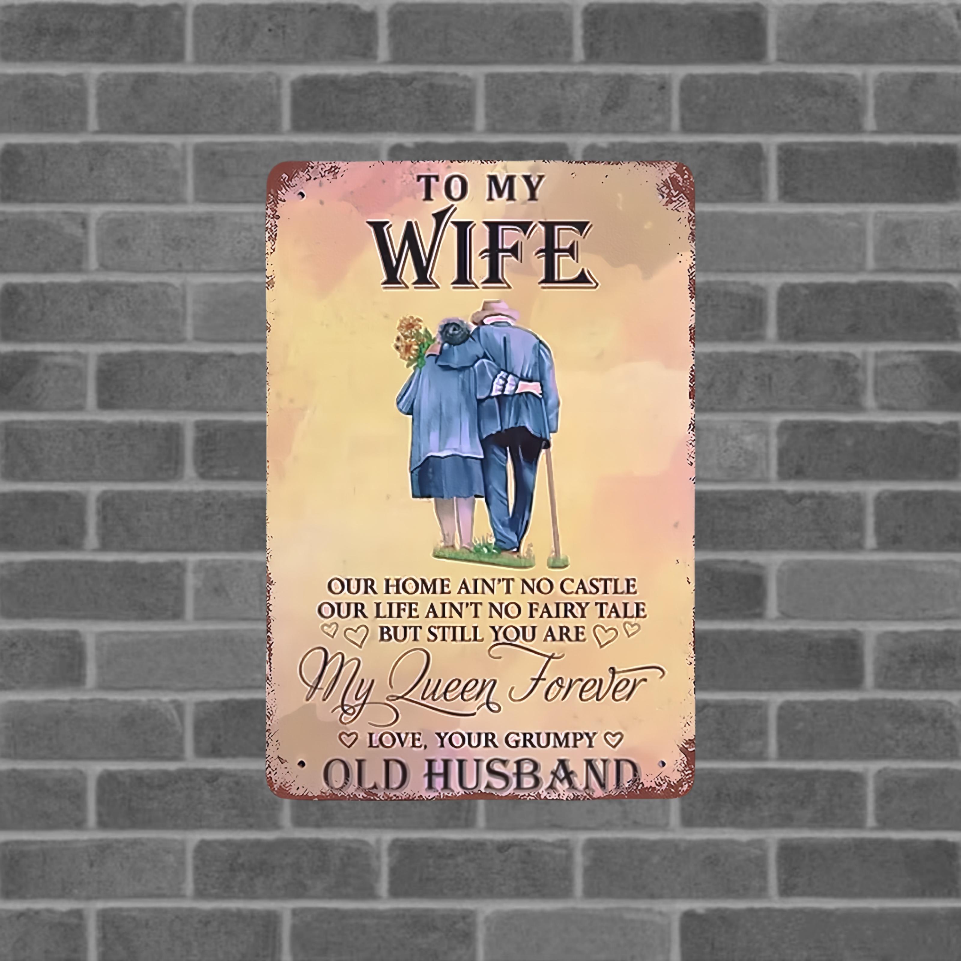 Vintage Metal Tin Wall Plaque Romantic Quote for Wife Humorous Home Decor from Husband for Valentines Day Anniversaries aluminum 20x30cm